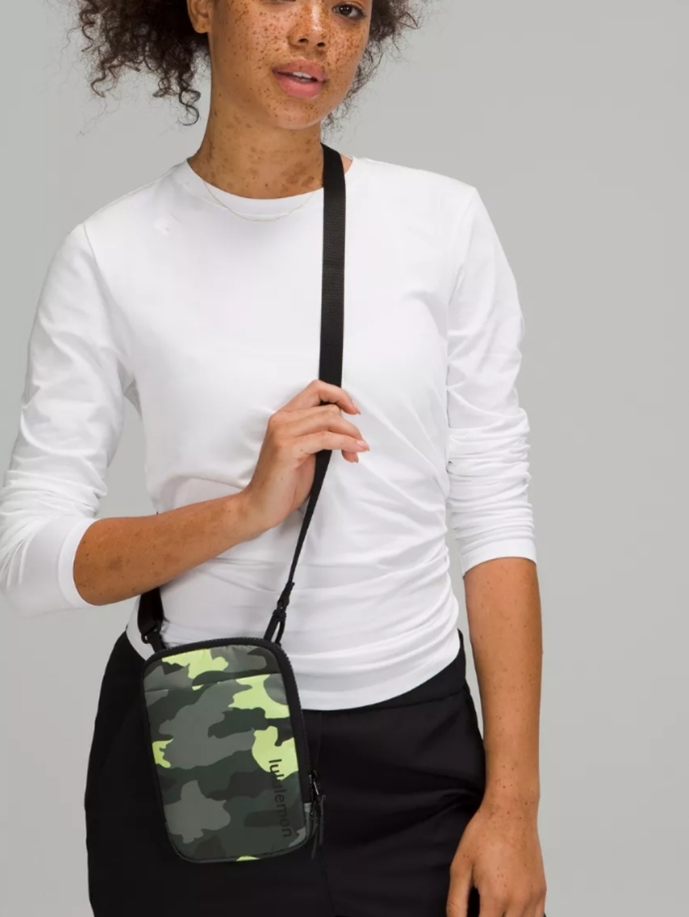 Lululemon Easy Access Cross Body Camo Bag in Neon Green & Gray
